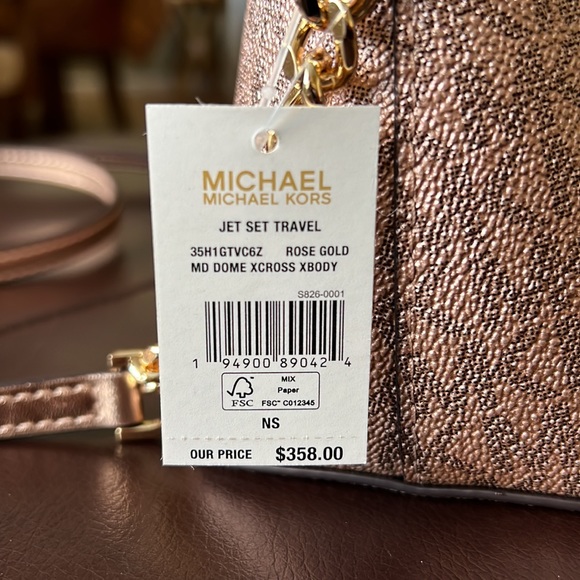 Michael Kors Medium Dome Crossbody Bag Rose Gold - Picture 9 of 16